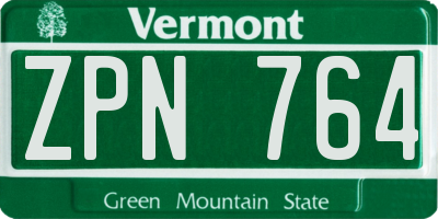 VT license plate ZPN764