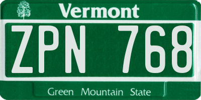 VT license plate ZPN768