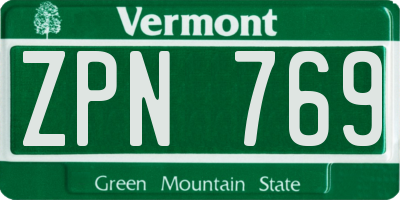 VT license plate ZPN769