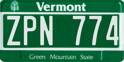 VT license plate ZPN774
