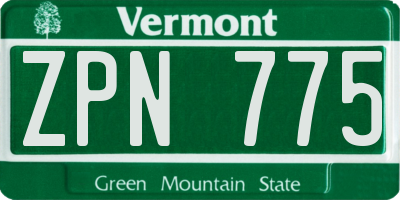 VT license plate ZPN775