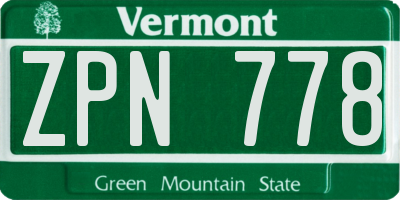 VT license plate ZPN778