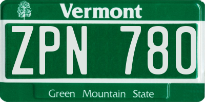 VT license plate ZPN780