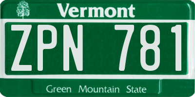 VT license plate ZPN781