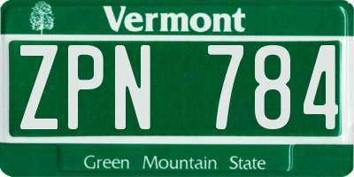 VT license plate ZPN784