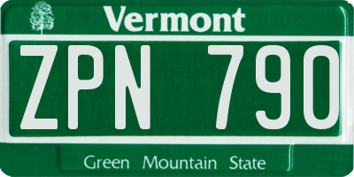 VT license plate ZPN790