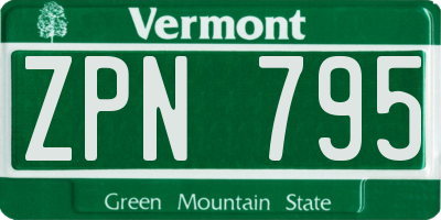 VT license plate ZPN795