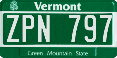 VT license plate ZPN797