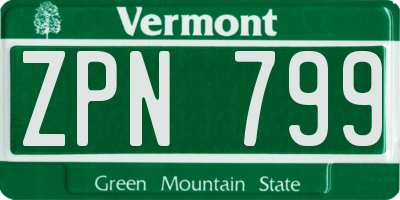 VT license plate ZPN799
