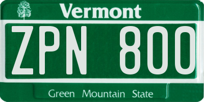 VT license plate ZPN800
