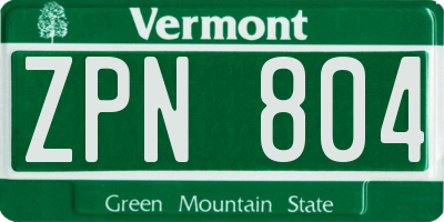 VT license plate ZPN804