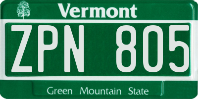 VT license plate ZPN805