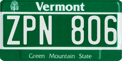 VT license plate ZPN806