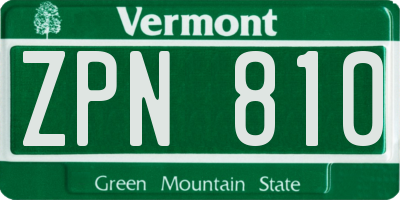 VT license plate ZPN810
