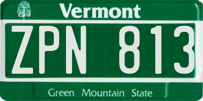 VT license plate ZPN813