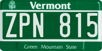 VT license plate ZPN815