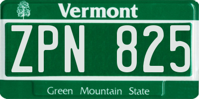 VT license plate ZPN825