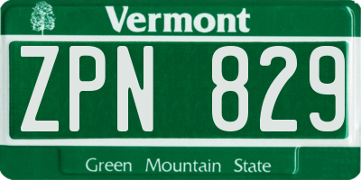 VT license plate ZPN829