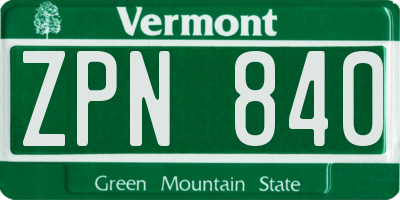 VT license plate ZPN840