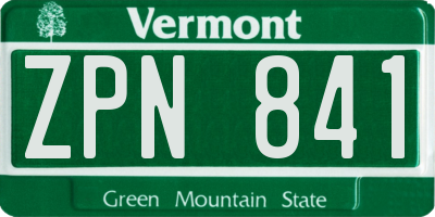 VT license plate ZPN841