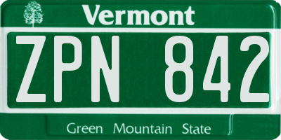 VT license plate ZPN842
