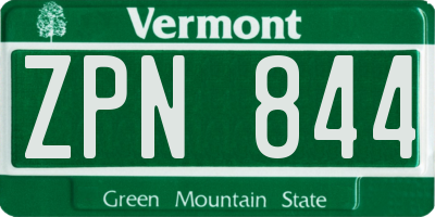 VT license plate ZPN844