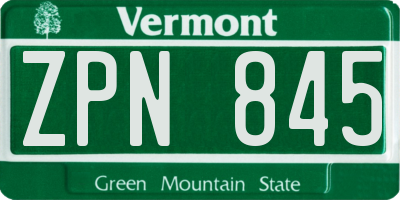 VT license plate ZPN845