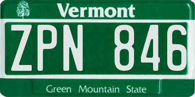 VT license plate ZPN846