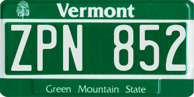 VT license plate ZPN852