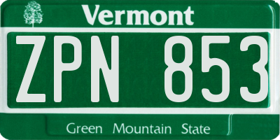 VT license plate ZPN853