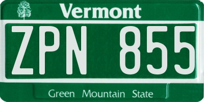 VT license plate ZPN855