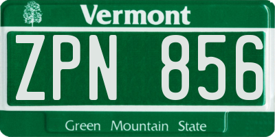 VT license plate ZPN856