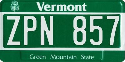 VT license plate ZPN857