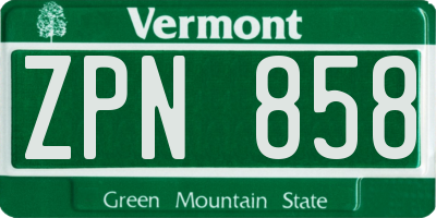VT license plate ZPN858