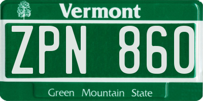 VT license plate ZPN860