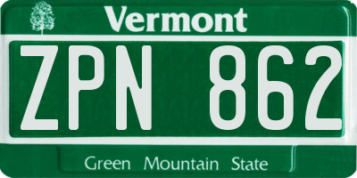 VT license plate ZPN862