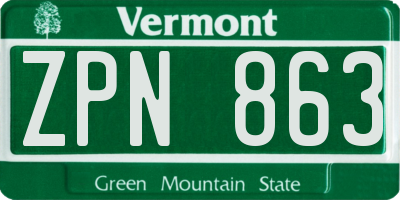 VT license plate ZPN863