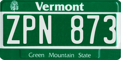 VT license plate ZPN873
