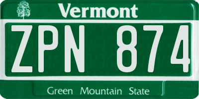 VT license plate ZPN874