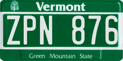 VT license plate ZPN876