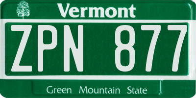 VT license plate ZPN877