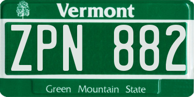 VT license plate ZPN882