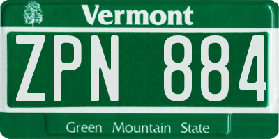 VT license plate ZPN884