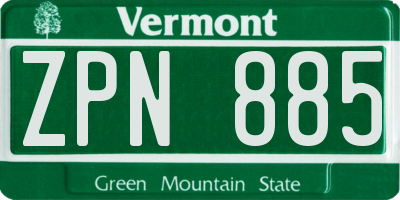 VT license plate ZPN885