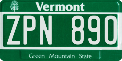 VT license plate ZPN890