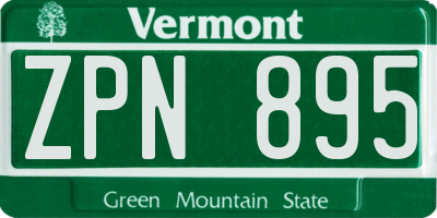 VT license plate ZPN895