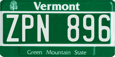 VT license plate ZPN896