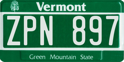 VT license plate ZPN897
