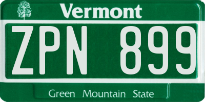 VT license plate ZPN899