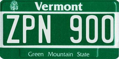VT license plate ZPN900